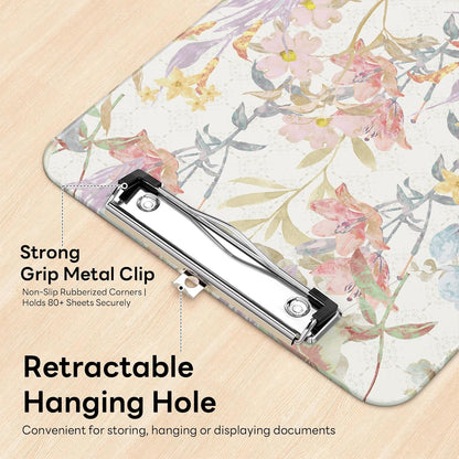 Plastic Cute Clipboard Low-Profile Metal Clip, A4 Letter Size 9 x 12.5 in, 8.5 x 11 Paper Clip Board for Teachers, Nurses, Classroom,Cute Black Cats