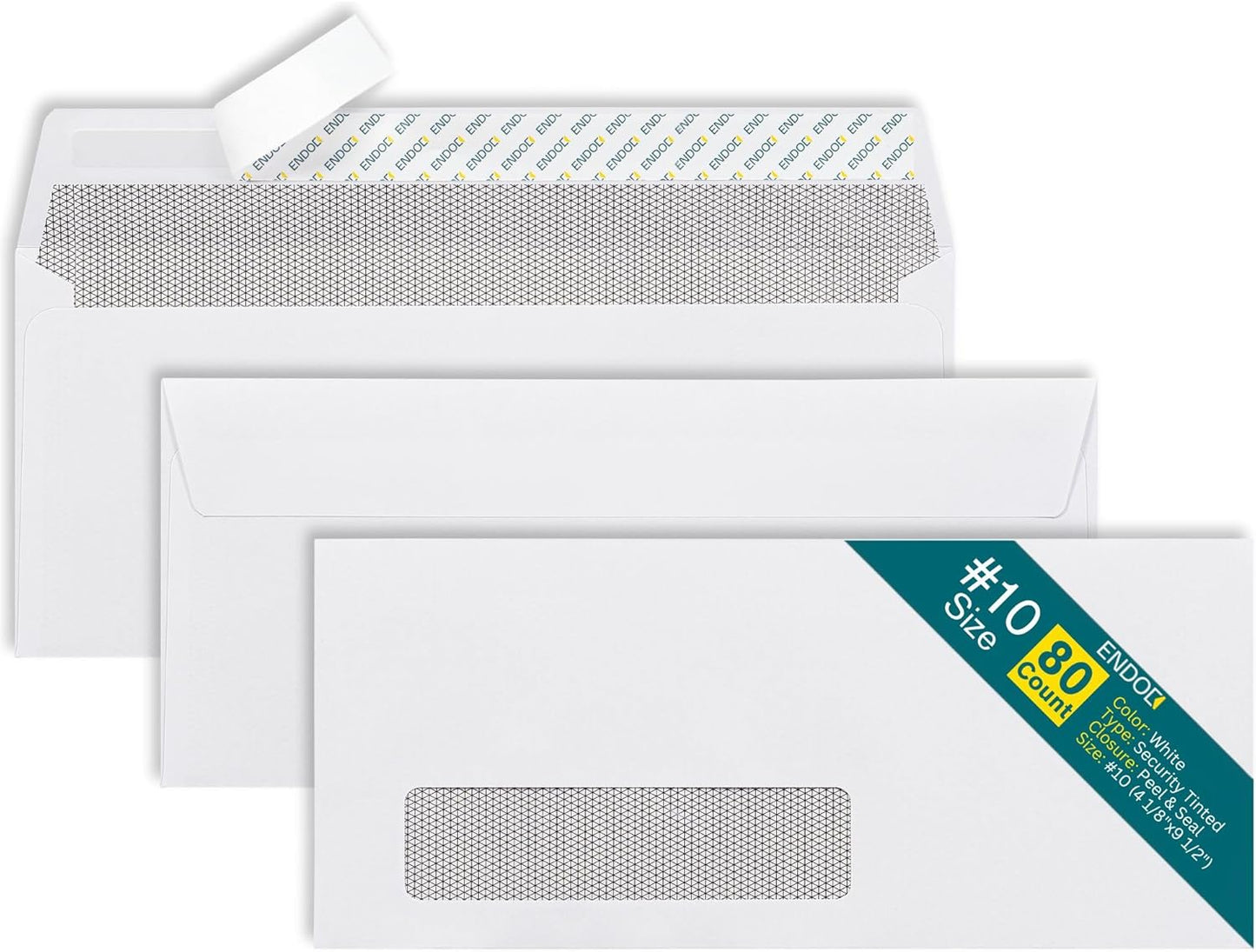 #10 Window Envelopes Self Seal - 100/pack Peel & Seal Closure, Security Tinted Envelopes for Quickbooks Invoices & Business Statements - Letter Size 4-1/8 x 9-1/2 inch 24lb Paper