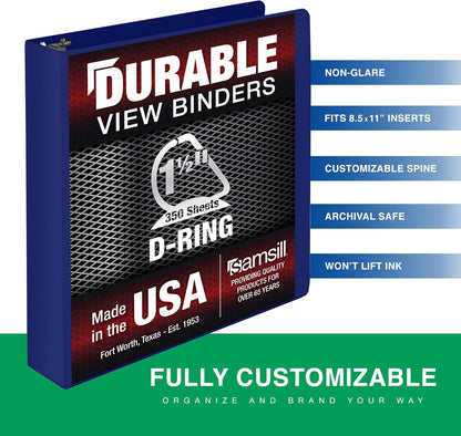 Samsill Durable 4 inch 3 Ring Binder, D Ring Binder, 100% Recycled Chipboard, Black, 2 Pack
