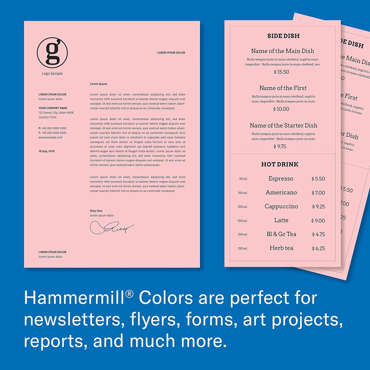 Hammermill Colored Paper, 24 lb Blue Printer Paper, 8.5 x 11 - Made in the USA, Pastel Paper, 103671R-1 Ream (500 Sheets)