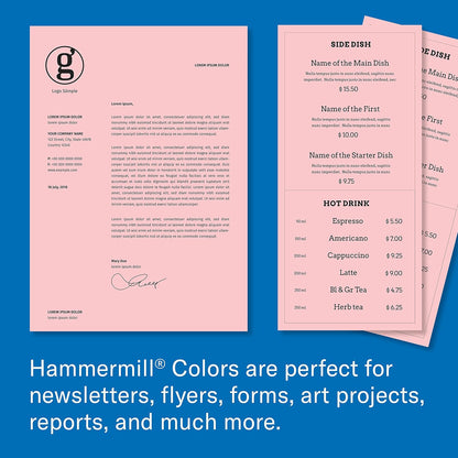 Hammermill Colored Paper, 24 lb Blue Printer Paper, 8.5 x 11 - Made in the USA, Pastel Paper, 103671R-1 Ream (500 Sheets)