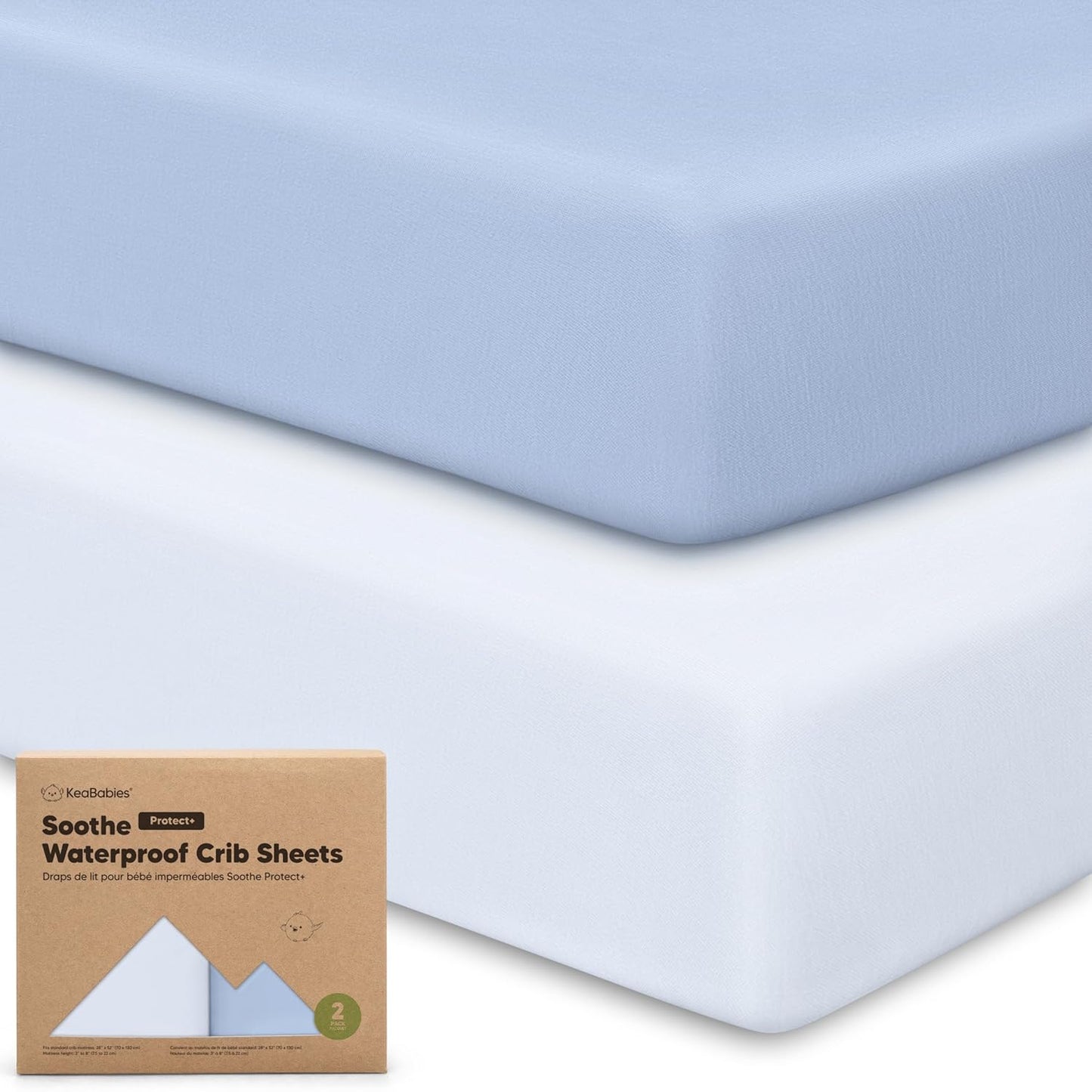 2-Pack Waterproof Crib Sheets for Boys, Girls - 52x28 Fitted Organic Cotton Baby Crib Sheets, Toddler Mattress Protector Cover, Washable, Soft & Durable Baby Bedding Essentials(Pine Grove)