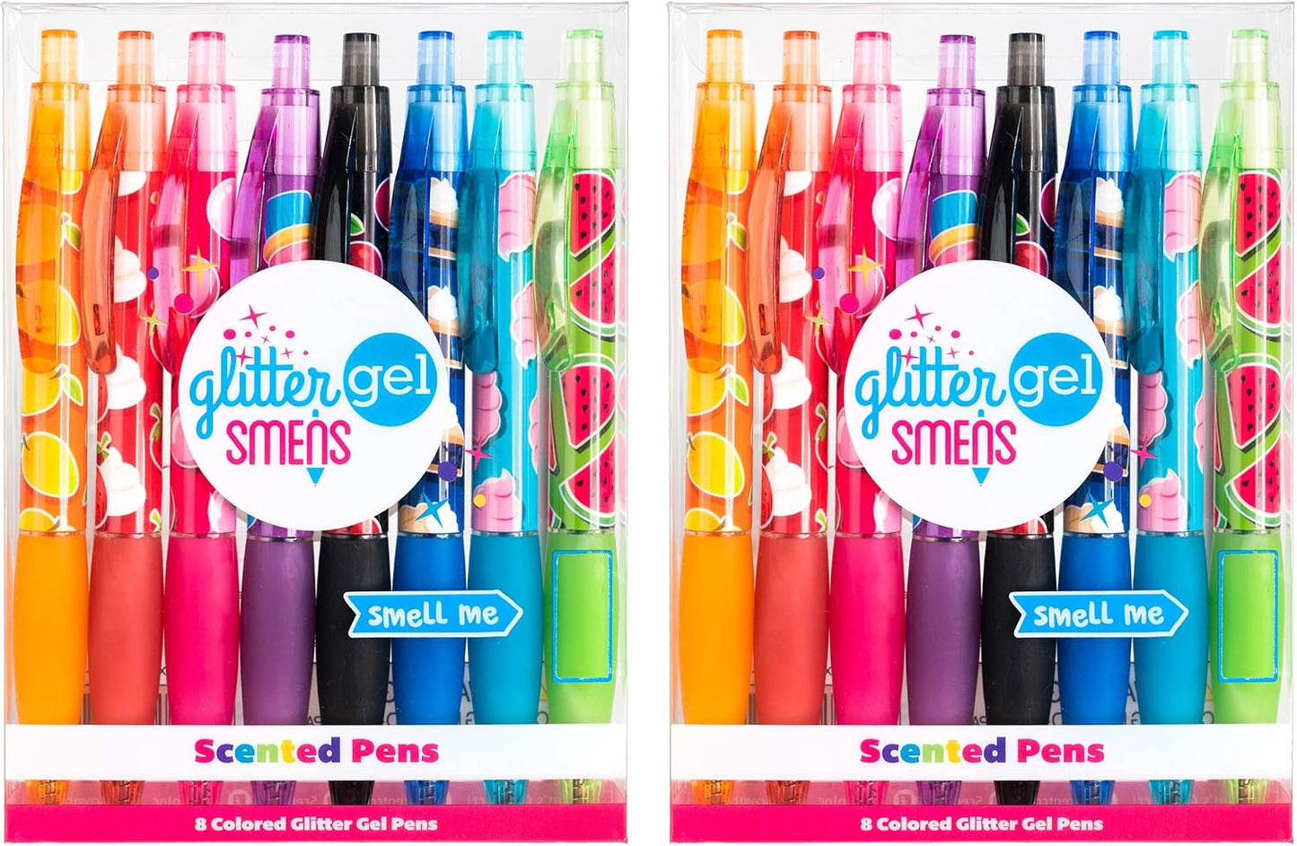 Glitter Gel Smens - Patented Gourmet Scented Colored Glitter Gel Ink Pens, Medium Point, 8 Count - Fun, Cute, Cool, Smelly Pens for Kids