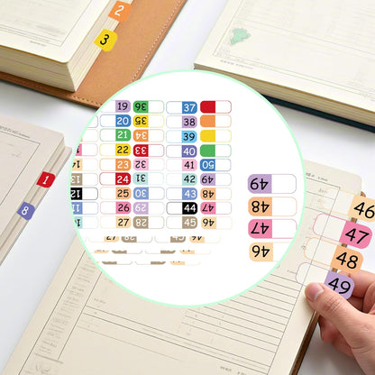 Number Index Labels Multicolor Alphabet Tabs 1-50 Tab Dividers Stickers for 3 Ring Binders Notebook Classify Files Contents Page Address Book Folder (1-50)
