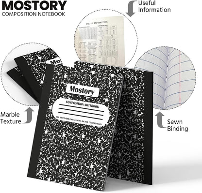 MOSTORY 50 Pack Bulk Composition Notebook - College Ruled 200 Pages (100 Sheets), Size 7.5" x 9.75", Bulk School Supplies, Office, Bulk Notebooks for School, Writing Journal Notebook with Lined Paper