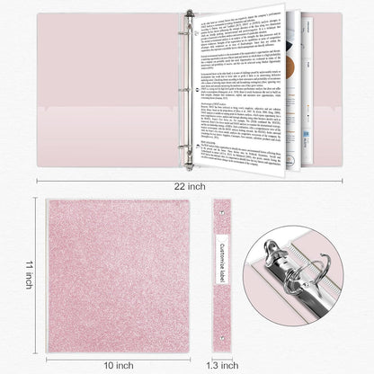 EYROZILL 3 Ring Binders 1 Inch Round Rings Binder Gold Binder Holds 8.5" x 11" Letter Size 300 Sheets, Waterproof, Gold