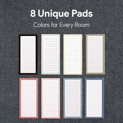 8 Magnetic Notepads – Notepads for Grocery List, Shopping List, To-Do List, Reminders -Strong Magnetic Back- Memo Notepad with Realistic Fruit Designs | 25 Sheets per Pad 7.5 x 3.5 inch (8 Pack)