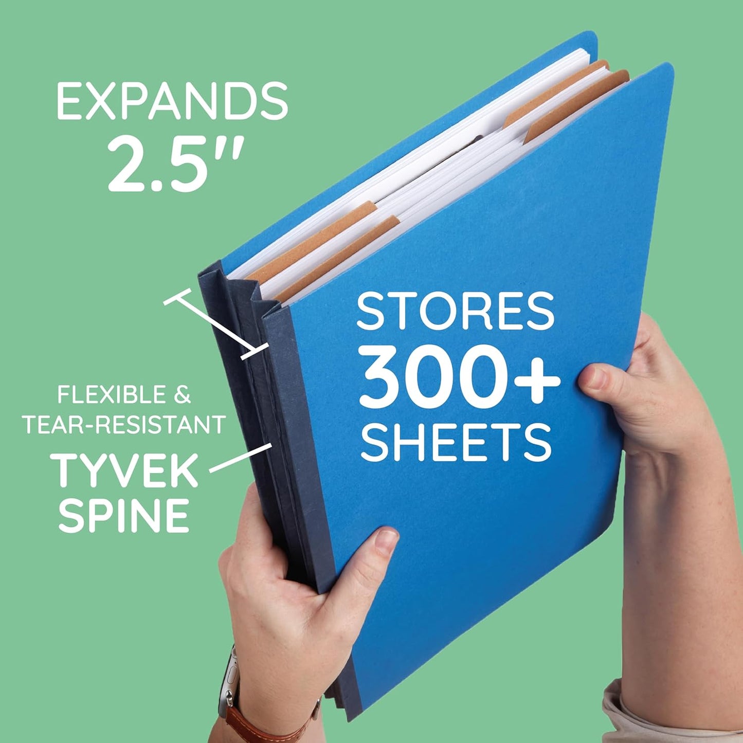 10 Blue Legal Size Classification Folders - 2 Divider 2 Inch Tyvek expansions - Durable 2 Prongs Designed to Organize Standard Law Client Files, Office Reports - Legal Size, 8 3/4 x 14 3/4, 10 Folders
