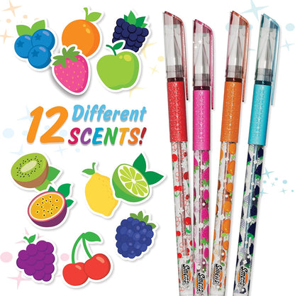 Glitter Gel Smens - Patented Gourmet Scented Colored Glitter Gel Ink Pens, Medium Point, 8 Count - Fun, Cute, Cool, Smelly Pens for Kids