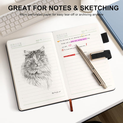 Hardcover Lined Notebook Journal for Women & Men,256 Pages 5.7 x 8.3 inches,A5 Ruled Notebooks Magnetic Closure Leather Journal,Daily for Work,Meeting,Travel,Writing,School and Note Taking (Gray)
