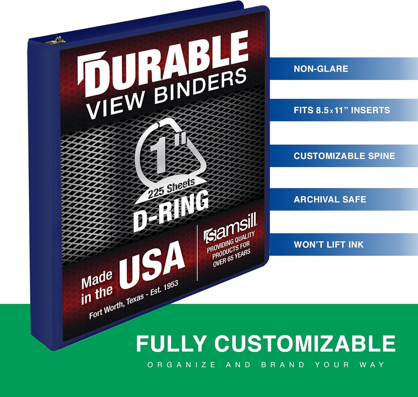Samsill Durable 4 inch 3 Ring Binder, D Ring Binder, 100% Recycled Chipboard, Black, 2 Pack