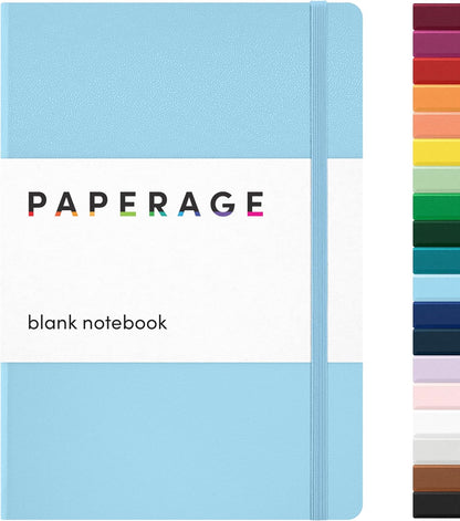 PAPERAGE Lined Journal Notebook, (Black), 160 Pages, Medium 5.6 in x 8 in - 100 GSM Thick Paper – Hardcover Journaling Notebook for Work, School & Note Taking