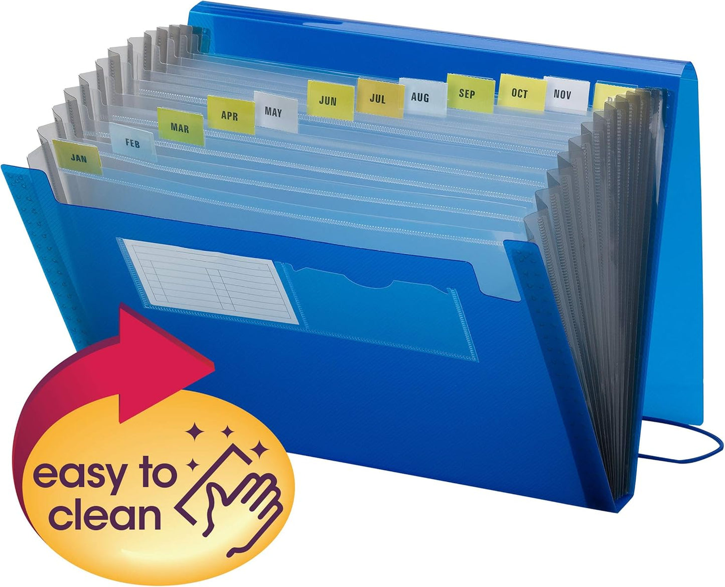 Smead Poly Expanding File, 12 Pockets, Flap and Cord Closure, Letter Size, Blue (70876)