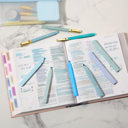 Mr. Pen- Aesthetic Highlighters and Ballpoint Pens No Bleed, 12 Pack, Pastel Colors, Bible Highlighters and Pens No Bleed, Fast Dry and No Smear for Bible Journaling, Planner, School Supplies