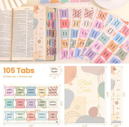 Laminated Bible Tabs, Gold Foil Embossed Lettering Bible Chapter Index Tabs for Women Men, Reposition Large Print Sticky Labels, Easy to Read and Apply, 105Chapters Labels for Easy Navigation (Black)