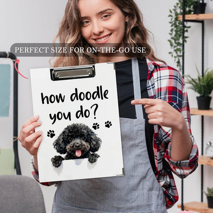 Trendy Black Leopard Print Clipboard Folio with Storage for Office Classroom, Preppy Dark Cheetah Print Padfolio with Metal Clip for Nurses Teachers Students Women Men, 12.4x9.25 in