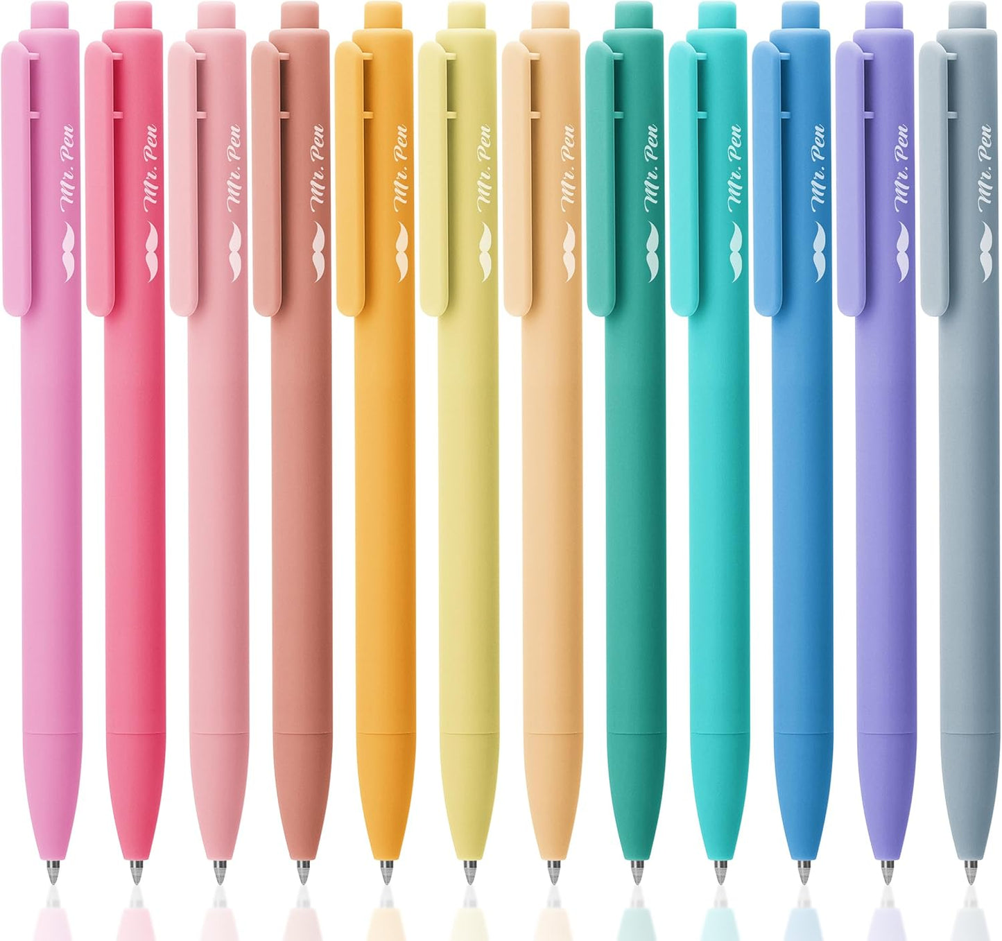Mr. Pen- Retractable Gel Pens, 12 Pack, Colorful Ink, Fine Point 0.7mm, Fast Dry, Smooth Writing, Cute Pens for Drawing, Writing Planner and School Supplies