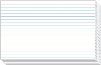 Ruled Index Cards, On 100lb Heavyweight Thick White Cover Stock. "100 per pack" (5 x 8)