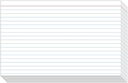 Ruled Index Cards, On 100lb Heavyweight Thick White Cover Stock. "100 per pack" (5 x 8)