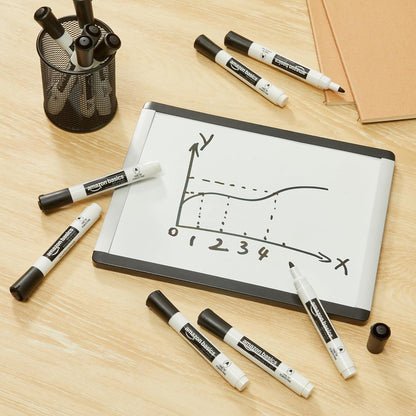 Amazon Basics Low-Odor Dry Erase Whiteboard Markers, Fine Tip, Quick-Dry, Black, 36-Pack