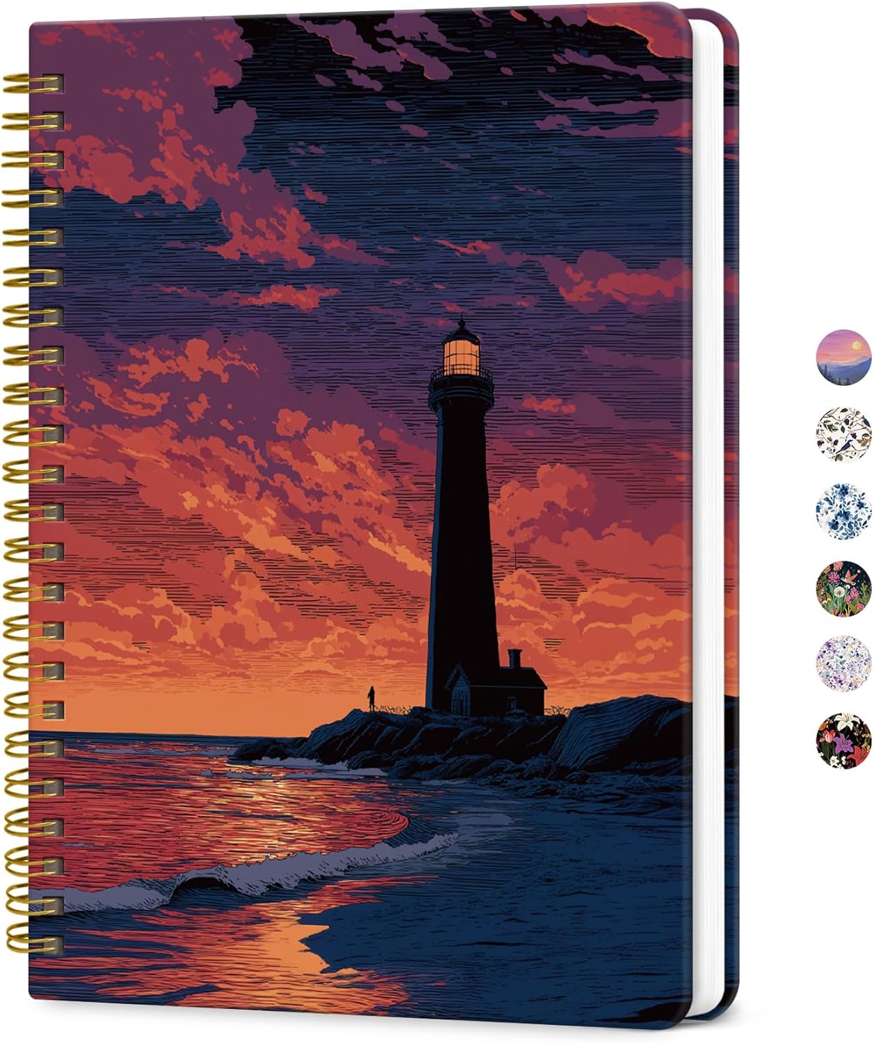 ZOTIA Lined Spiral Journal for Women, A5 Pretty Hardcover Notebook for Work, School & Office Writing, Aesthetic Writing Journal College Ruled, 140 Pages, 5.8" x 8.3", Twilight Bloom