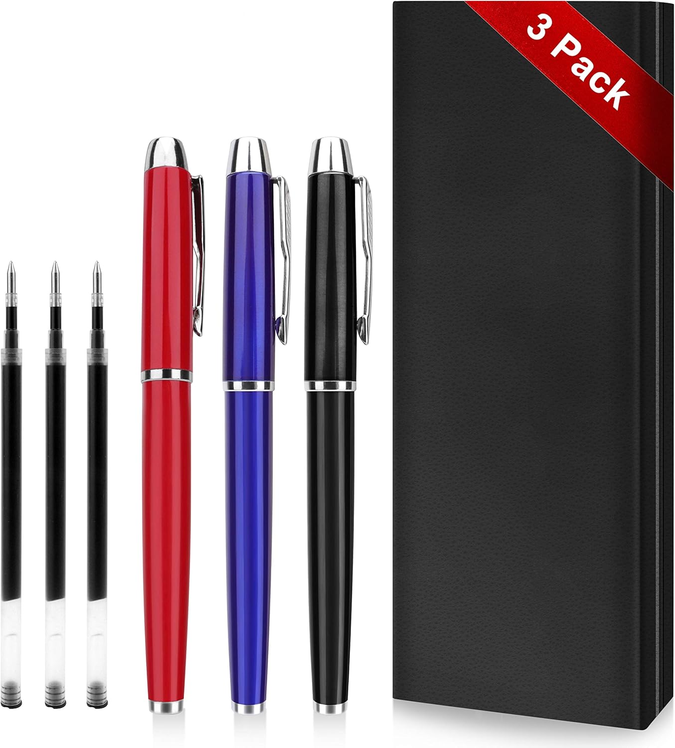 8 Pieces Replaceable Ballpoint Pen Refills Work for Most Brands Pens with Smooth Writing,Free-Flowing German Ink with Medium 0.5mm Ballpoint Tip(Black Refills and Length 4.4inch)