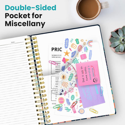 Large Lined Spiral Journal for Women Cute Hardcover 5 Subject Notebook for Work 8.5" x 11" with Removable Dividers & Tabs, College Ruled, 280 Pages Aesthetic Journal for Work, School & Note Taking, Garden of Whimsy