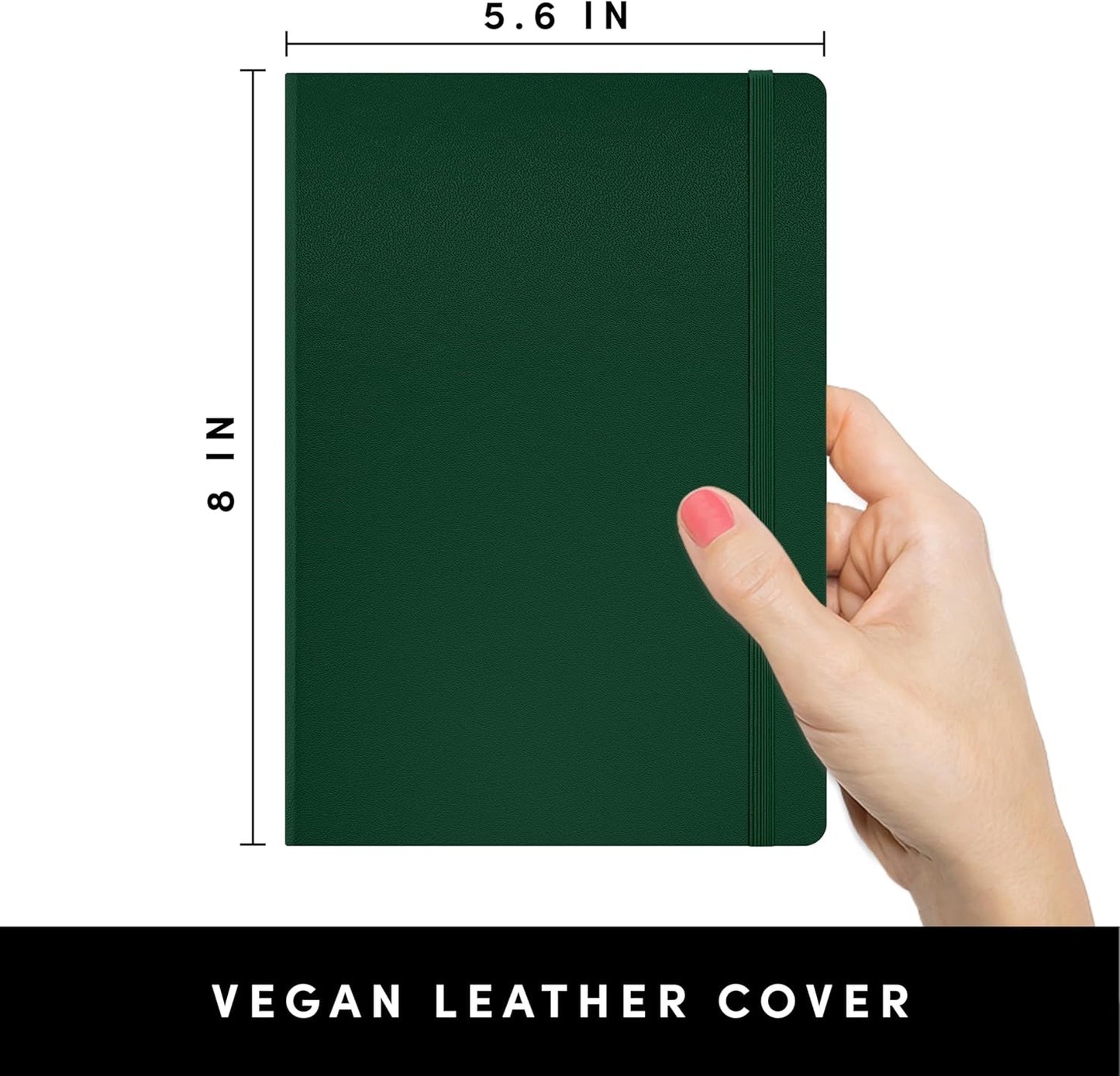 PAPERAGE Lined Journal Notebook, (Black), 160 Pages, Medium 5.6 in x 8 in - 100 GSM Thick Paper – Hardcover Journaling Notebook for Work, School & Note Taking
