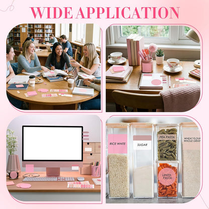 Glenmal Transparent Sticky Note Set 910 Sheets Translucent Clear Self-Adhesive Sticky Notes Bulk Gradient Color Waterproof for Bible Tabs Book Tabs Office Study Supplies Book Annotation (Pink)