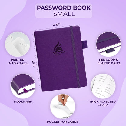 Clever Fox Password Book with alphabetical tabs. Internet Address Organizer Logbook. Small Pocket Password Keeper for Website Logins (Orange)