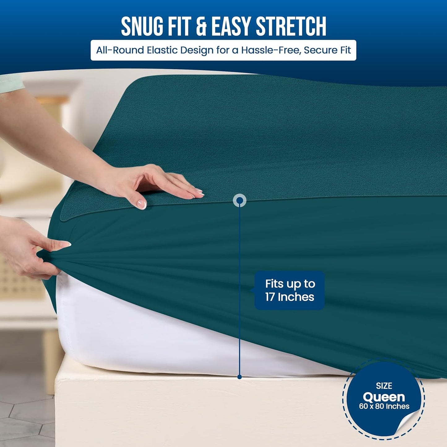 Twin Size Mattress Protector Waterproof, Premium 200 GSM Terry Mattress Cover, Soft & Breathable Bed Cover, Fitted Sheet Style Stretchable Deep Pockets 15" by Utopia Bedding (White)