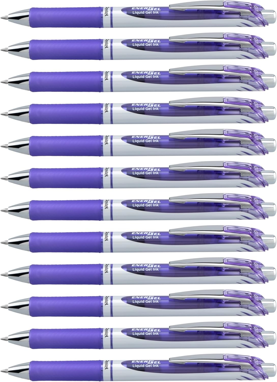 Pentel EnerGel RTX Retractable Liquid Gel Pen, (0.7mm) Medium Line, Metal Tip, Black Ink, Box of 12 (BL77-A)