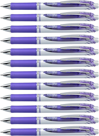 Pentel EnerGel RTX Retractable Liquid Gel Pen, (0.7mm) Medium Line, Metal Tip, Black Ink, Box of 12 (BL77-A)
