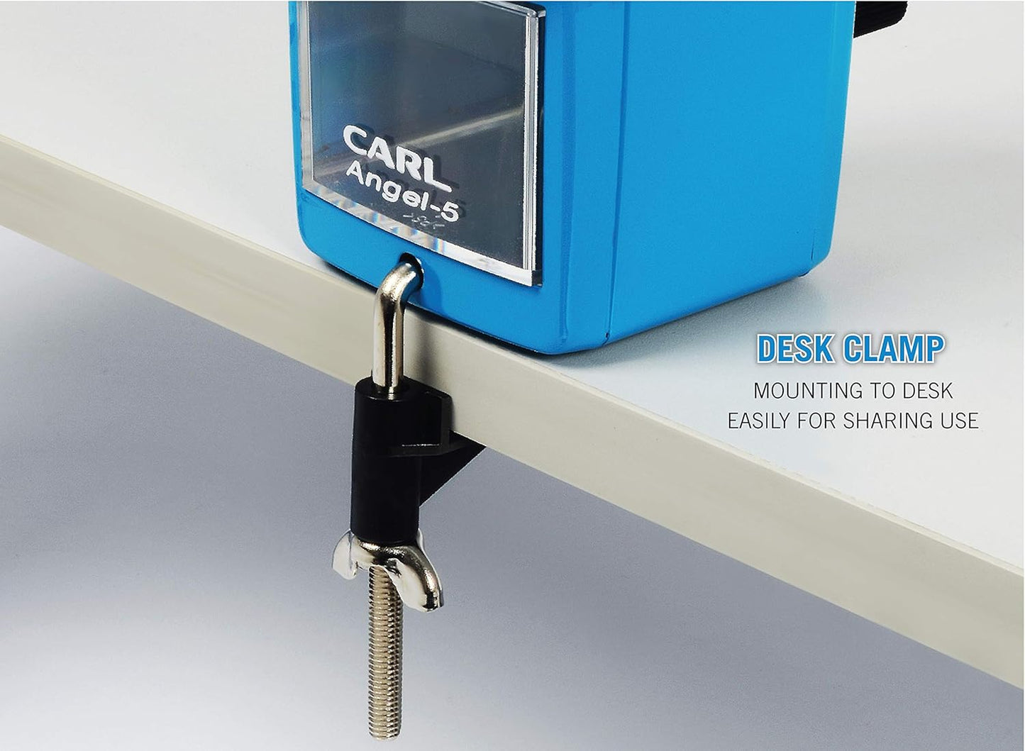 Carl Angel-5 (Black) Heavy-Duty Artist & Teacher Pencil Sharpener – Precision Manual Crank with Auto-Stop, Colored Pencil Compatible, Quiet Operation, Durable Japanese Design.