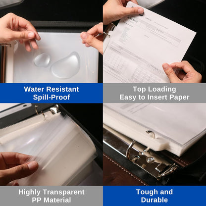 50 Sheet Protectors 8.5 x 11 for 3 Ring Binder, Heavy Duty, Clear Page Protectors, Polypropylene Plastic Sleeves for Paper, Top Loading, Acid Free, Reinforced Holes, Archival Safe - Performore