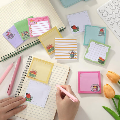 9 Pads Wildflower Sticky Notes 3x3 Inch Cute Self Stick Notepads Notes Adhesive Memo Pad Office Decor Gifts for Students School Teacher Meeting Office Supplies