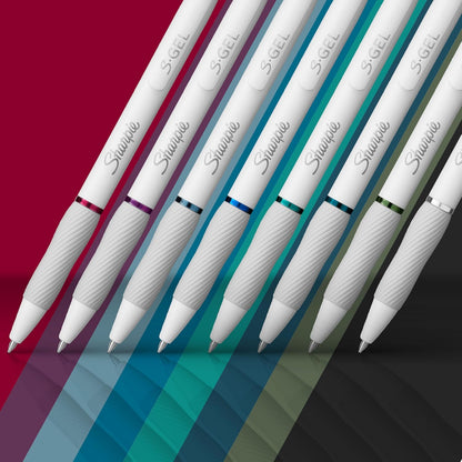 Sharpie S-Gel Pens, Fashion Barrel White Pearl, Medium Point (0.7mm), Bold Ink Colors, 8 Count