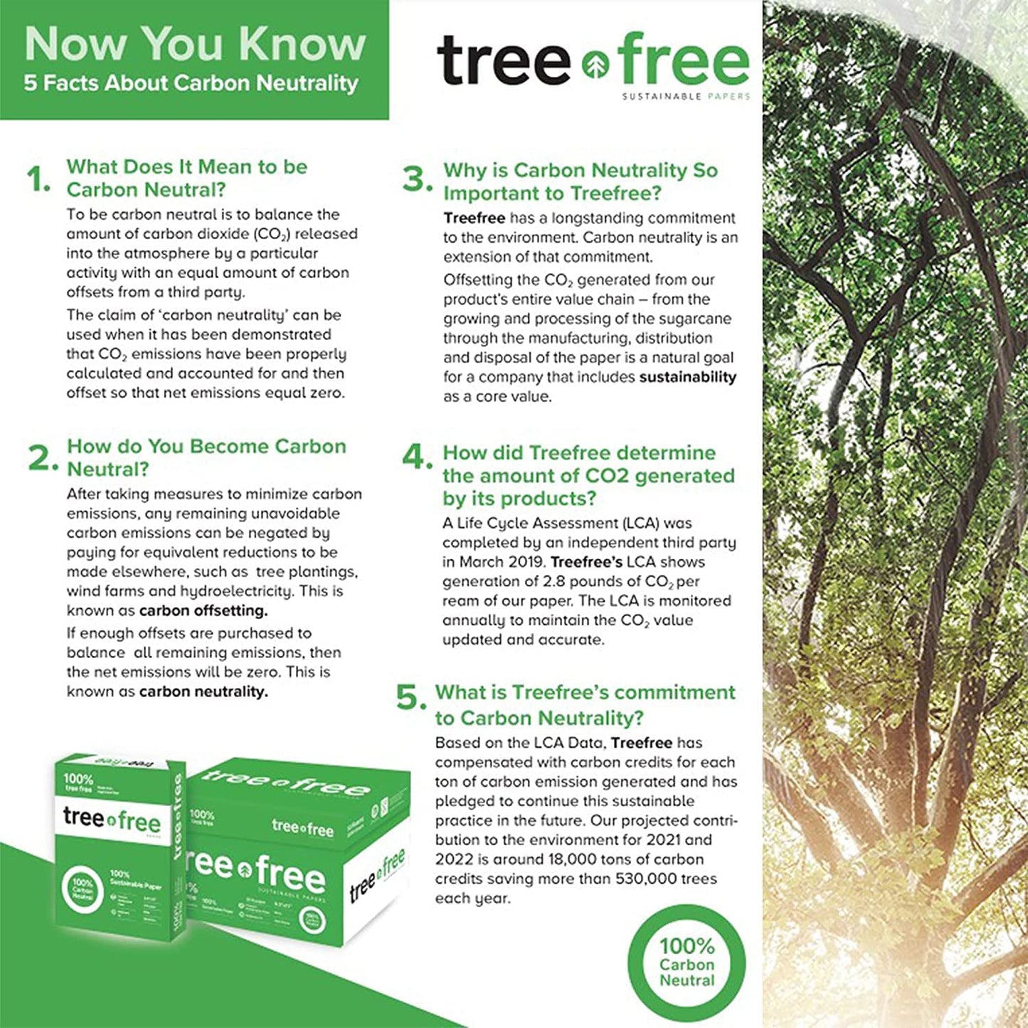 Tree Free Copy Paper 8.5 x 11, 92 Bright 20 lb. Made from Sugarcane Waste Fiber Carbon Neutral 40 Carton - 200,000 Sheet Pallet