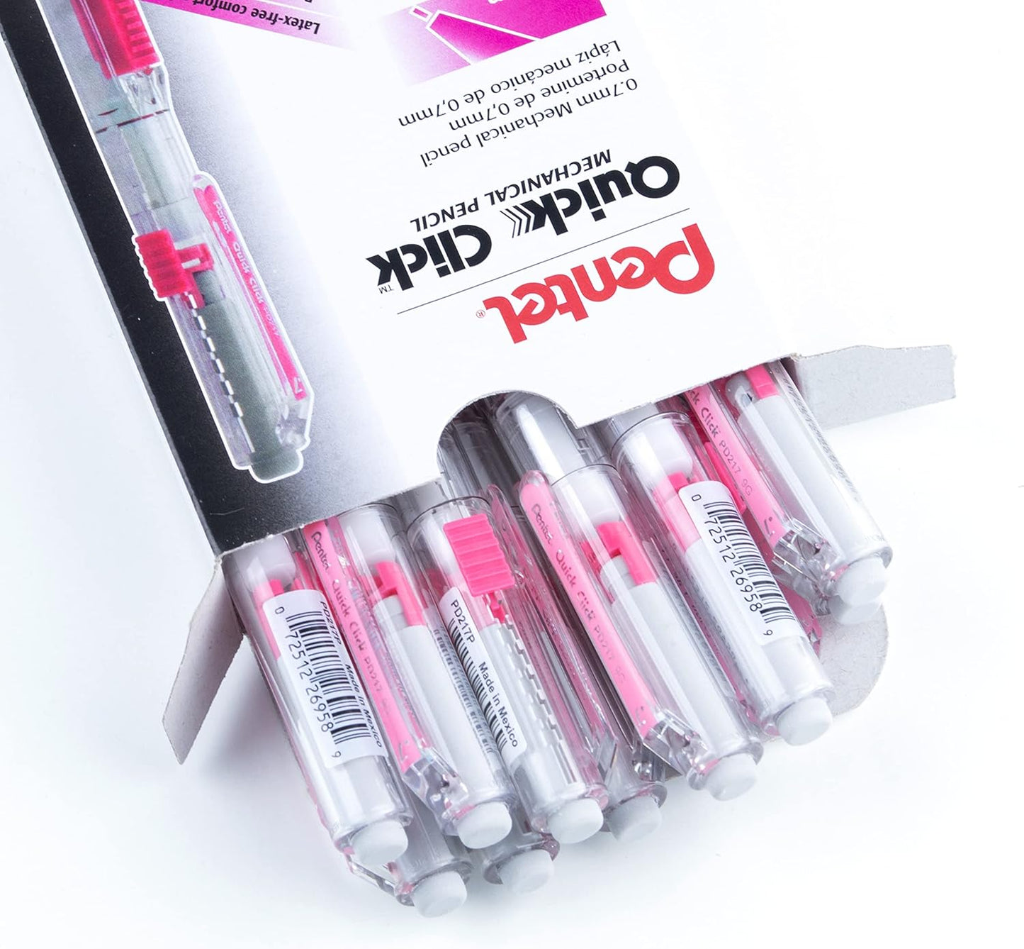 Pentel Quick Click Mechanical Pencil, (0.7mm), Medium, Black Barrel, Box of 12 Pencils (PD217A)