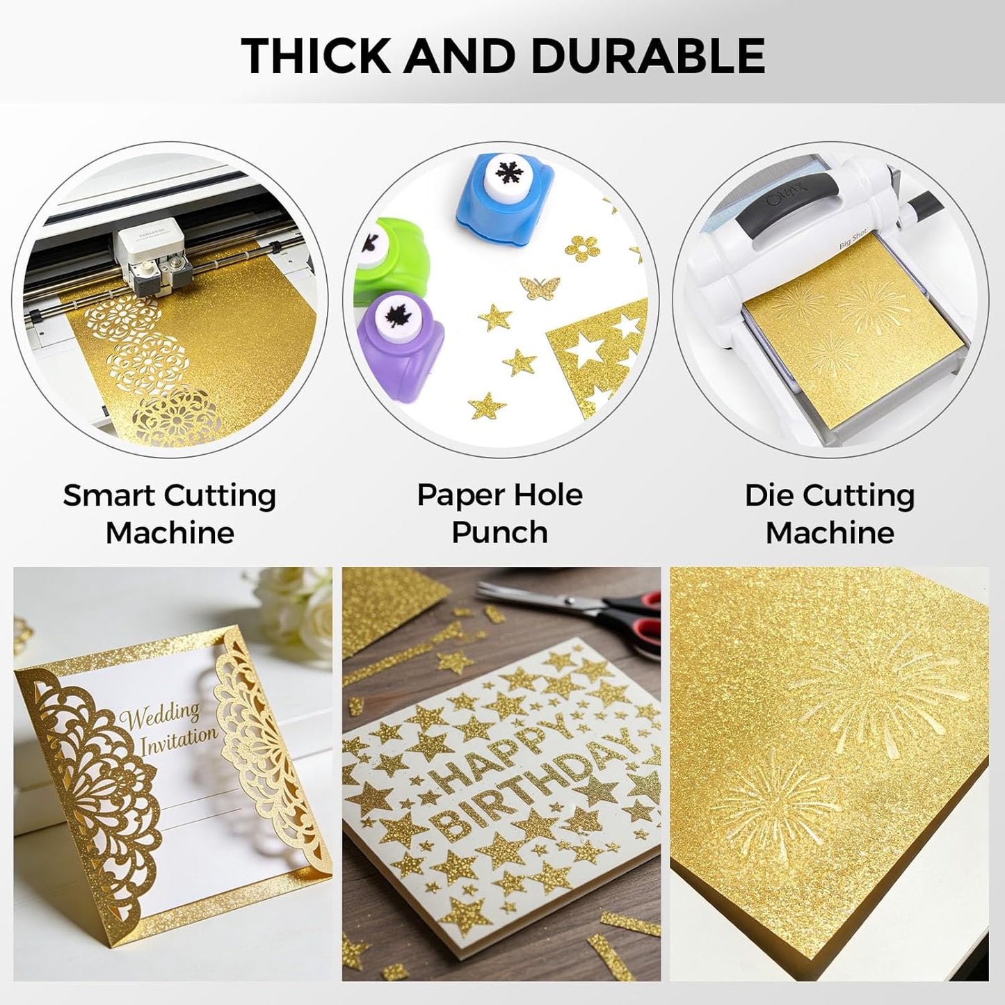 BOOKNOW 27 Sheets Silver Glitter Cardstock, 8.27" x 11.7" (A4 Size) Heavyweight Sparkle Paper, 250GSM/92LB Glitter Paper for Wedding Invitations, Scrapbooking, Card Making, DIY Cake Toppers
