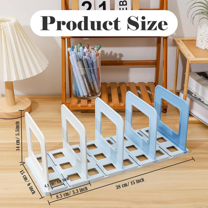BAYTORY Gradient Desk File Holder, Vertical File Organizer with Adjustable Dividers, Desktop Book Organizer, Binder Shelf for Office Desk (4 Slots, Pink)