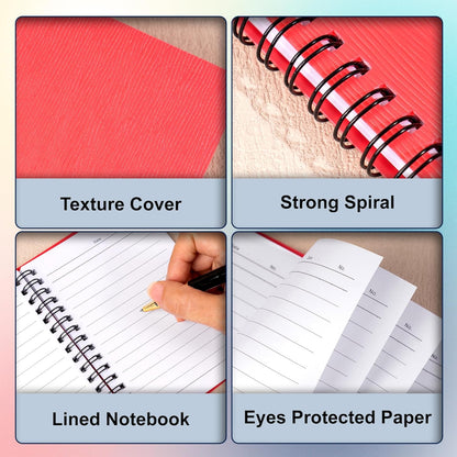 FLYING EAGLE 3 PCS Small Spiral Notebooks 4x6, A6 Cute Mini Journal Plastic Hardcover 8mm Ruled Notebook, Yellow 234 Sheets/468 Pages, 3 Pack Small Ruled Notebooks for School Work