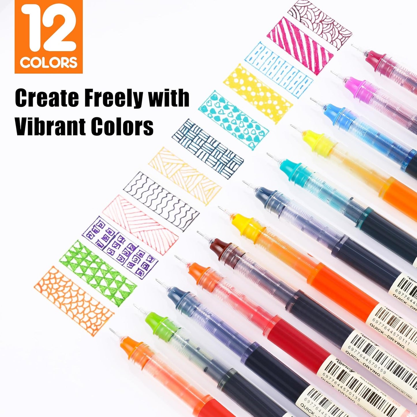 RIANCY 12 Pack Black Liquid Ink Rollerball Gel Pens, 0.5mm Extra Fine Point Tip, Smooth Writing Quick Drying No Smear No Bleed for Journaling, Drawing, Sketching, School Notes & Art Supplies
