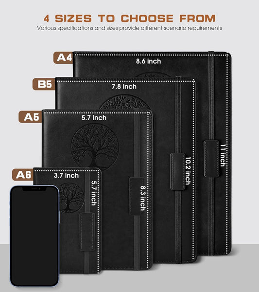 Lined Journal Notebook for Women Men,256 Thick Pages,A5 Hardcover Vintage Leather Journal for Writing,Travel,Business,Work, School,College Ruled Notebooks for Note Taking,Daily Diary 5.7"×8.3"