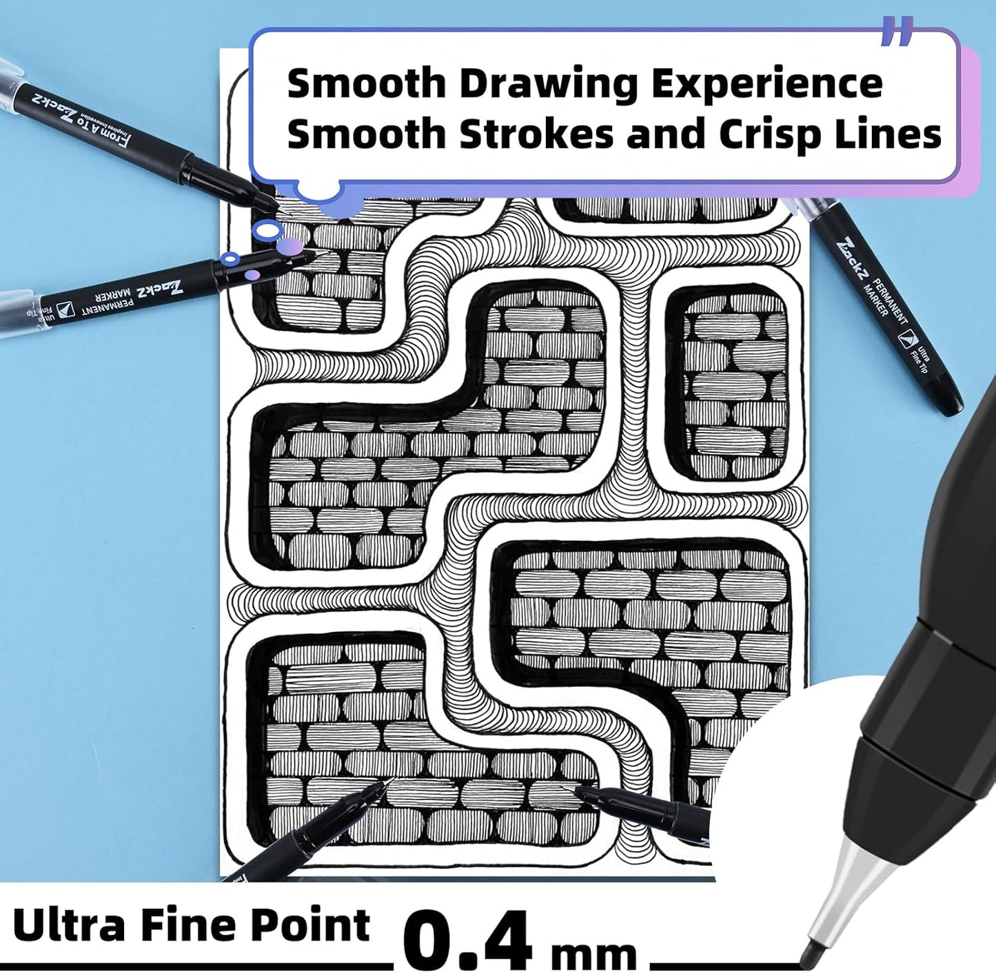 Ultra Fine Point Permanent Black Marker, 18 pack Permanent Markers, Permanent Markers Ultra Fine Tip 0.4 mm Tip, Waterproof & Fade-Proof Ink, Quick Drying, Writing on Paper, Plastic, Metal, Glas