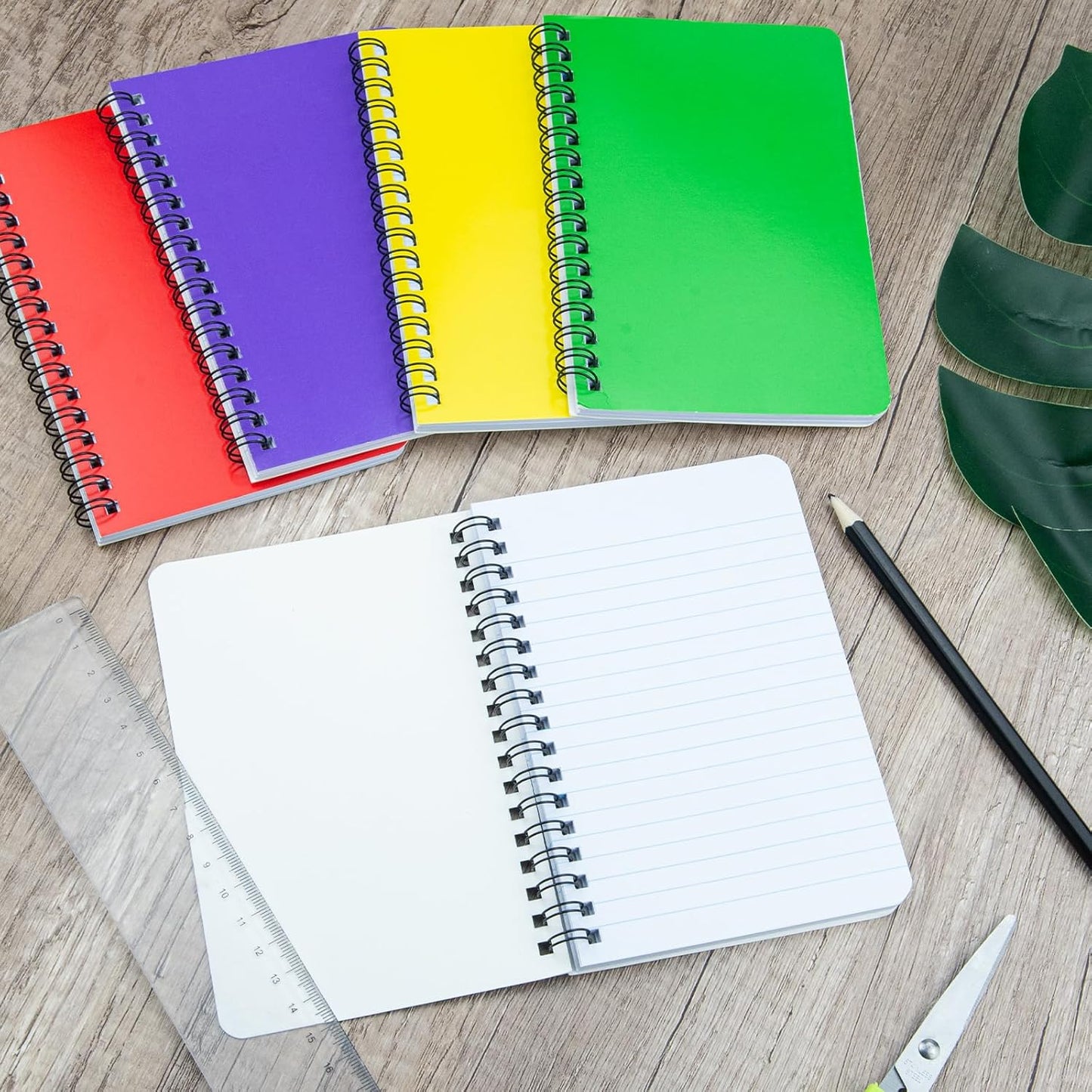 Fantasyon Top Bound Memo Books 4" x 6" Pocket Notebook Spiral Memo Pads For Home, Office, College, School, Lined College Ruled Paper, 75 Sheets Per Notebook (10 Pack) (A6)