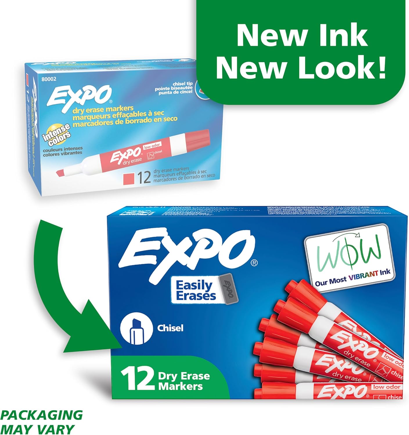 EXPO Dry Erase Markers, Low Odor Ink, Red, Chisel Tip, 12 Count