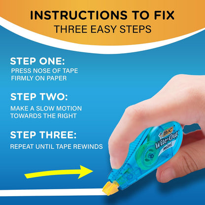 BIC Wite-Out Brand Exact Liner Correction Tape, 19.6 Feet, White, Fast, Clean and Easy to Use Tear-Resistant Tape, 4-Count