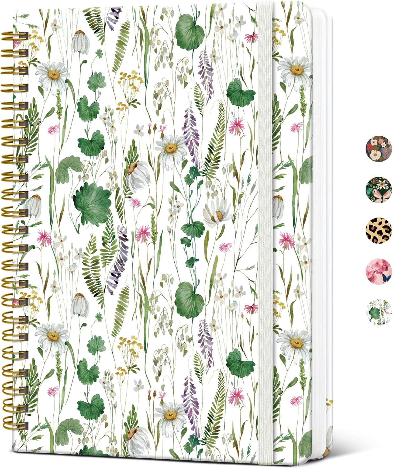Taja Lined Spiral Journal Notebook for Women, A5 Cute College Ruled Hardcover Notebook for Work & Note Taking, Pretty Journal for Writing, 140 Pages, Flower Garden