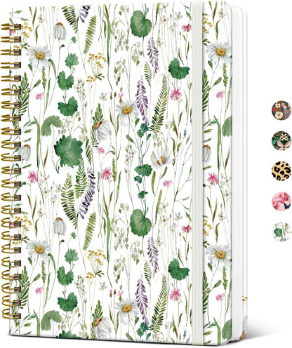 Taja Lined Spiral Journal Notebook for Women, A5 Cute College Ruled Hardcover Notebook for Work & Note Taking, Pretty Journal for Writing, 140 Pages, Flower Garden
